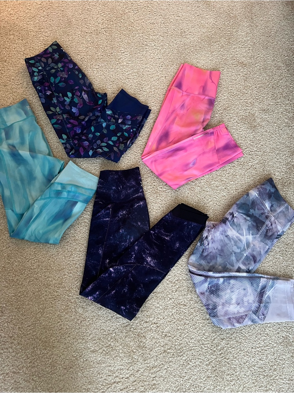 All in Motion Kids Active Leggings Set — Pink, Teal, Navy, Purple, Gray size M